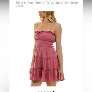 Trixxi Juniors' Emma Tiered Spaghetti-Strap Dress Size Large